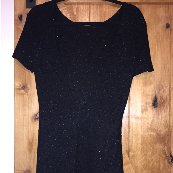 Zara knit black shimmer dress with deep v back - Picture 4 of 6